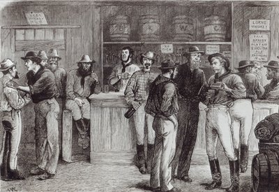 「一般的な叫び」、1878年のブッシュ酒場の内部 作： English School